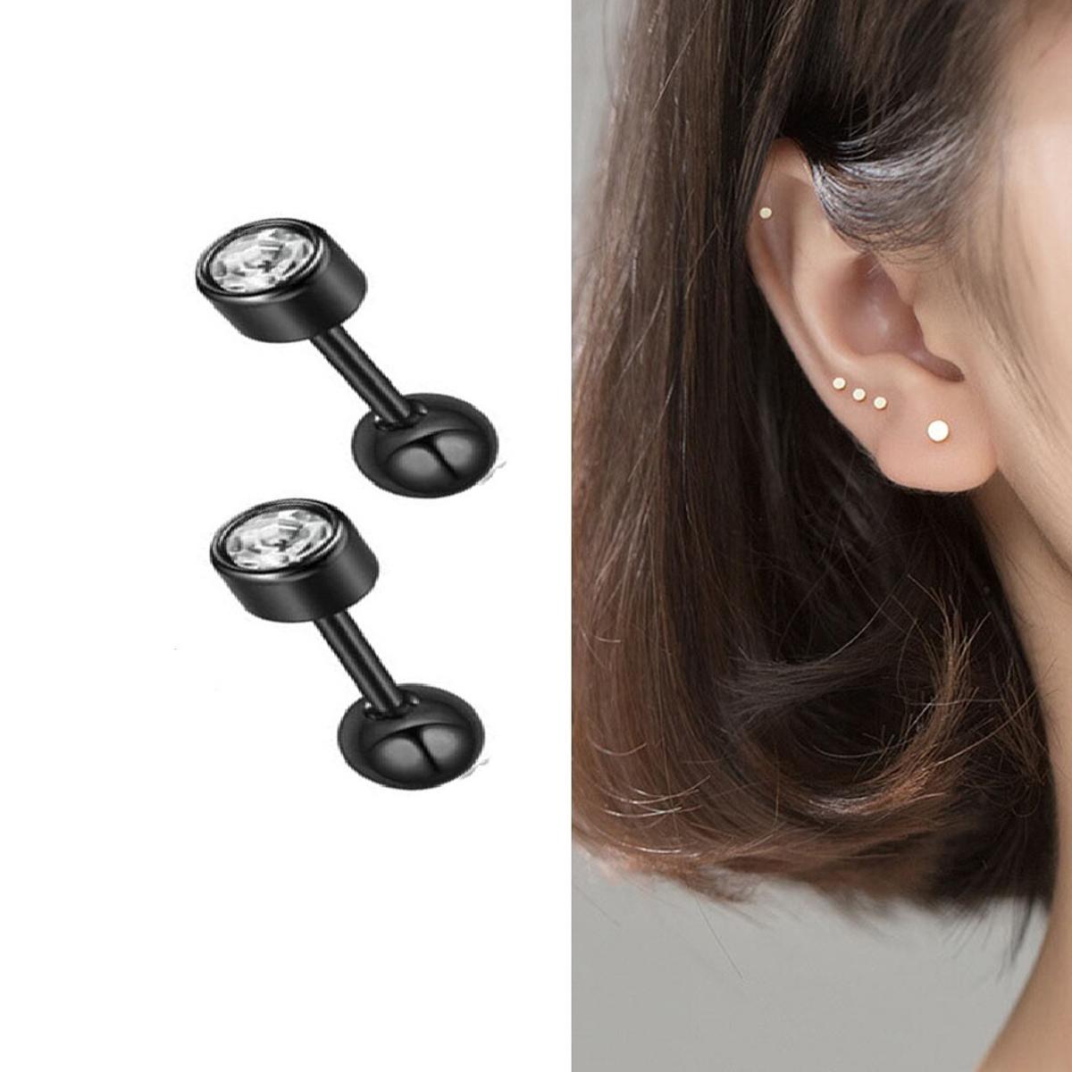 2-Piece Stainless Steel 4mm Ear Plug – Piercing Barbell Cartilage Jewelry