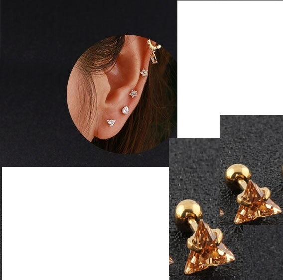 2-Piece Stainless Steel Triangle Ear Plug – Piercing Barbell Cartilage Jewelry