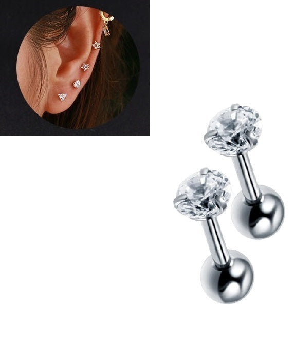 2-Piece Stainless Steel Circle Ear Plug – Piercing Barbell Cartilage Jewelry
