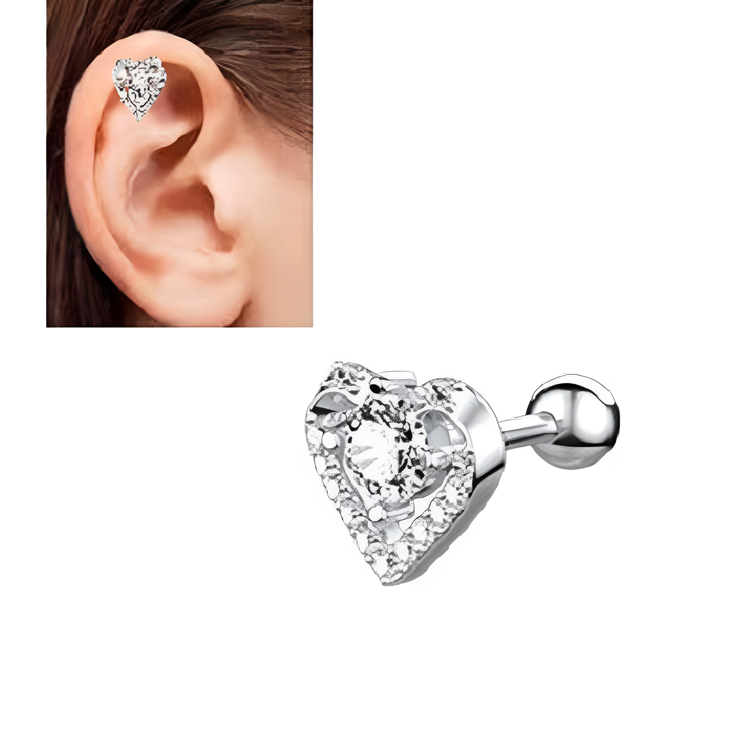 1 Cartilage 1.2mm Thin Stud Crystal Daith Tragus Piercing Earring