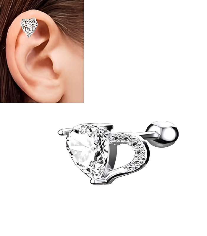1 Cartilage 1.2mm Thin Stud Crystal Daith Tragus Piercing Earring