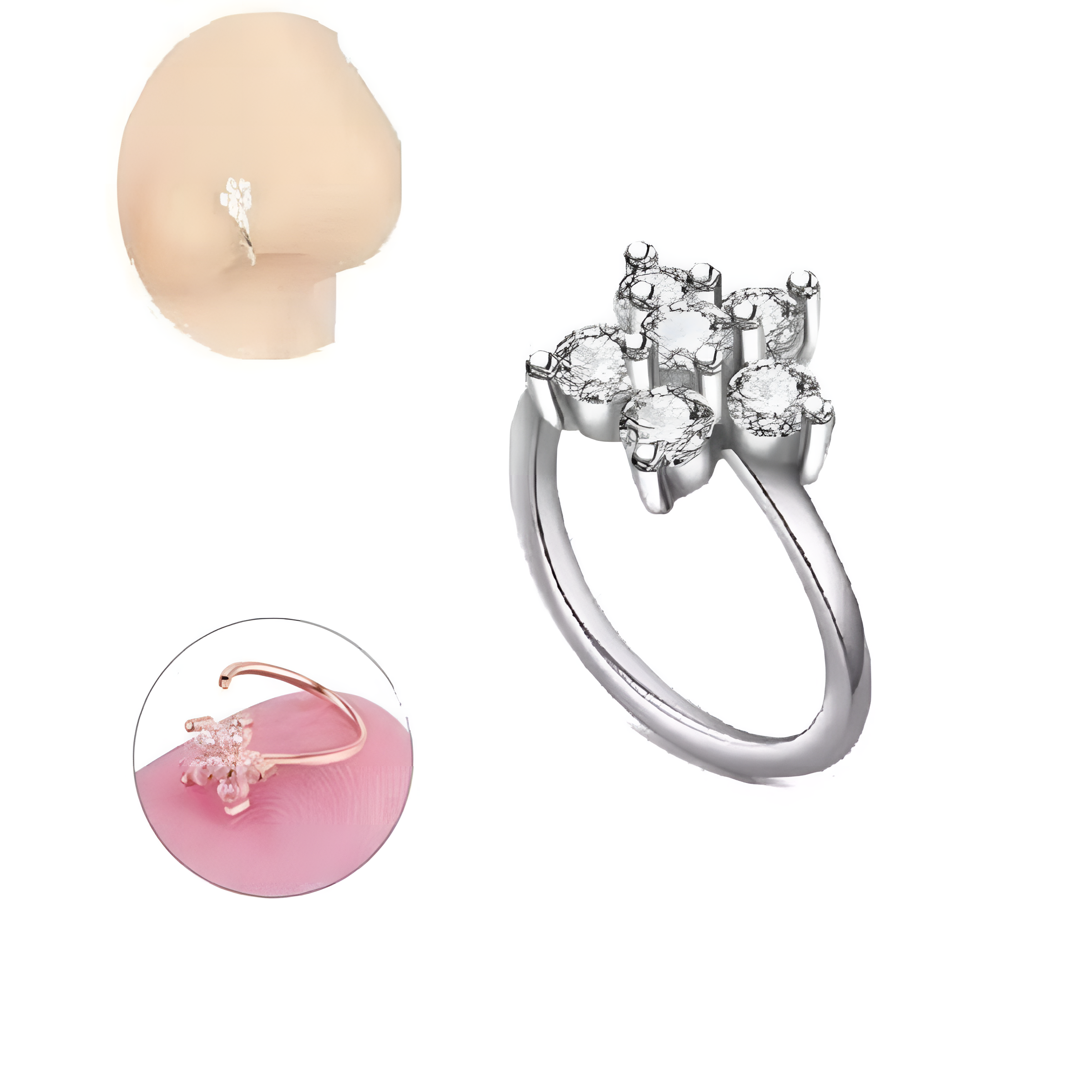 Piercing 0.8mm Clicker Nose Ring Nostril Body Royal Classy Jewelry