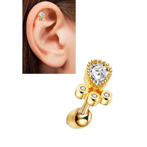1 DAITH TRAGUS Piece Cartilage Helix ROOK HELIX SNUG 1.2MM Stud Crystal LOBE Tragus Piercing Steel Earring ORBITAL