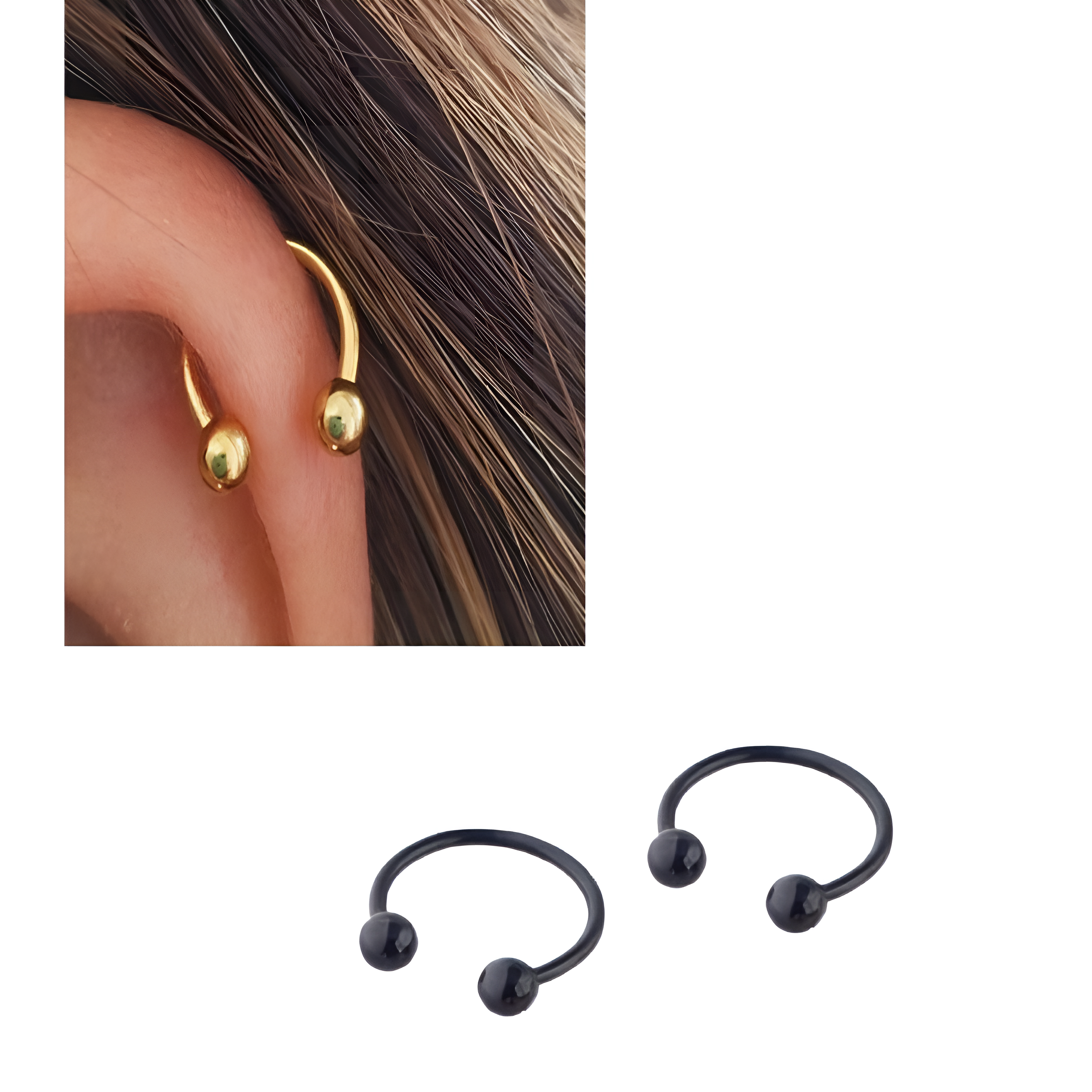 2 DAITH Pieces 10MM Cartilage Helix Stud 1.2MM 16G Tragus LOBE Ear SNUG Piercing Plug TRAGUS ROOK Horseshoe Earring For Girls ORBITAL HELIX