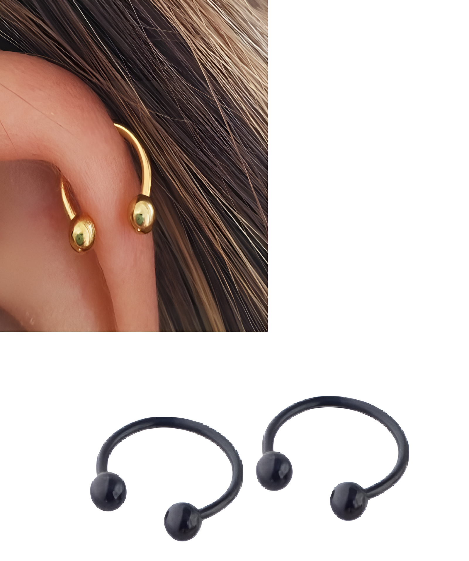 2 DAITH Pieces 10MM Cartilage Helix Stud 1.2MM 16G Tragus LOBE Ear SNUG Piercing Plug TRAGUS ROOK Horseshoe Earring For Girls ORBITAL HELIX