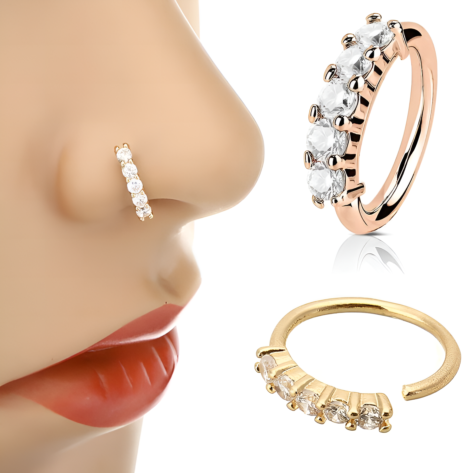Piercing 8mm Thin Nose Ring Nostril Body Jewelry – 1 Piece