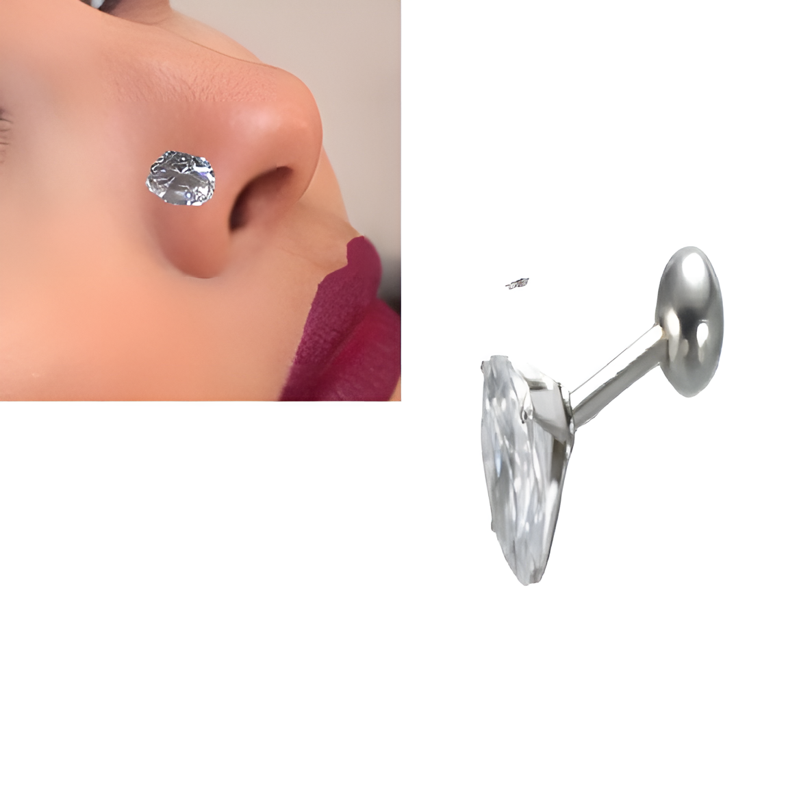Piercing Thin 5mm Crystal Nose Ring Nostril Body Jewelry 1 Piece