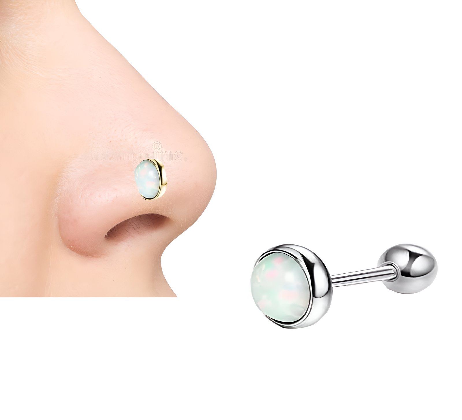 Piercing 1 Piece 5mm Crystal Helix Nose Ring Body Elegant Jewelry – Close Up – Nose Jewelry | Hanaya Pakistan