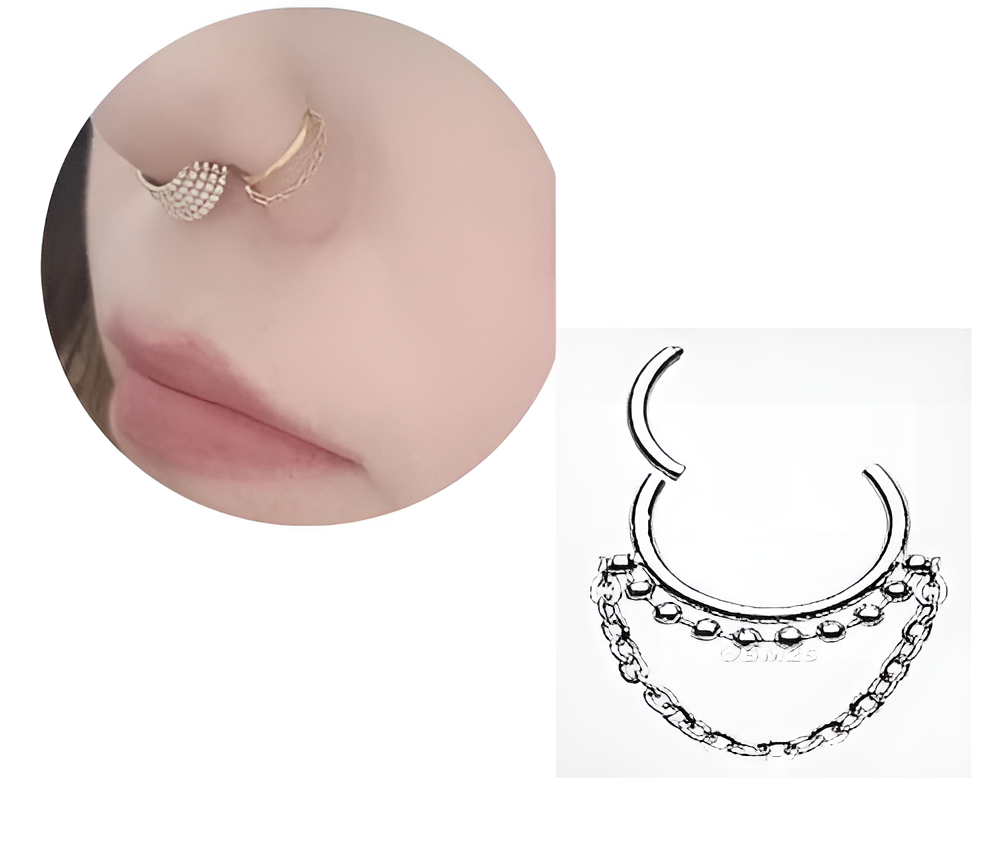 10mm Hinged Septum Clicker – 1pc Nostril Piercing Nose Ring – Close Up – Nose Jewelry | Hanaya Pakistan
