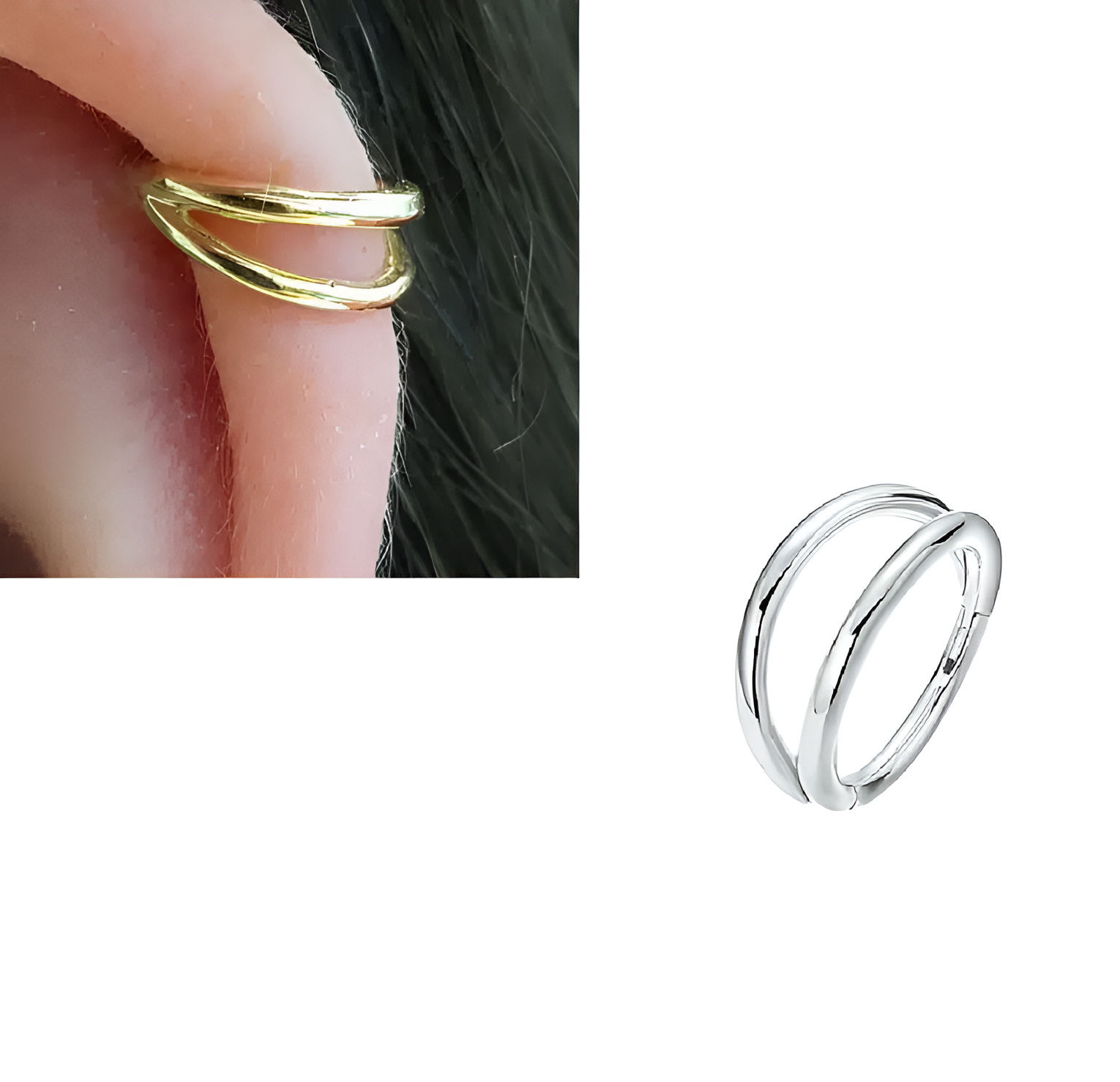 1 Piece DAITH HELIX 8MM LOBE Cartilage TRAGUS Helix Stud Tragus Double Design SNUG Ear Piercing Earring For ROOK Girls ORBITAL