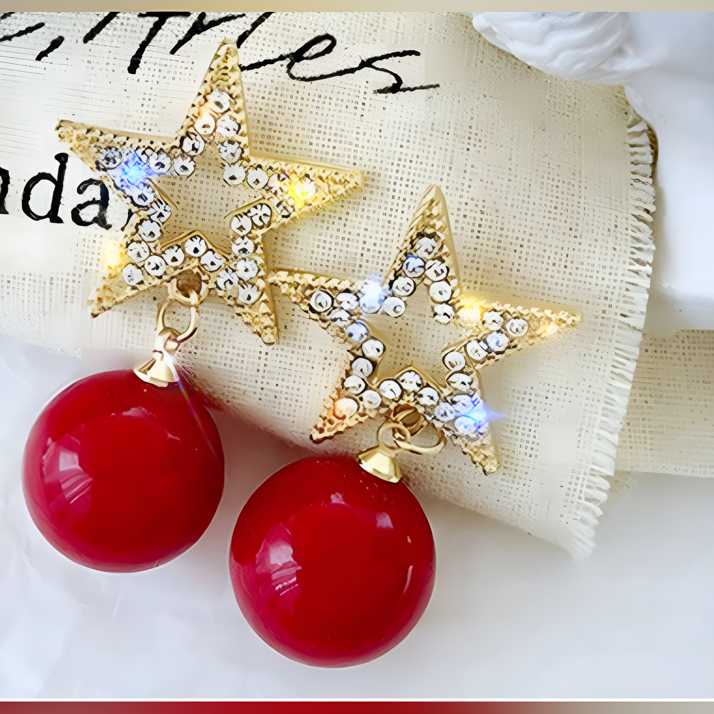 Big Pearl Star Shiny Crystal Trendy Earrings