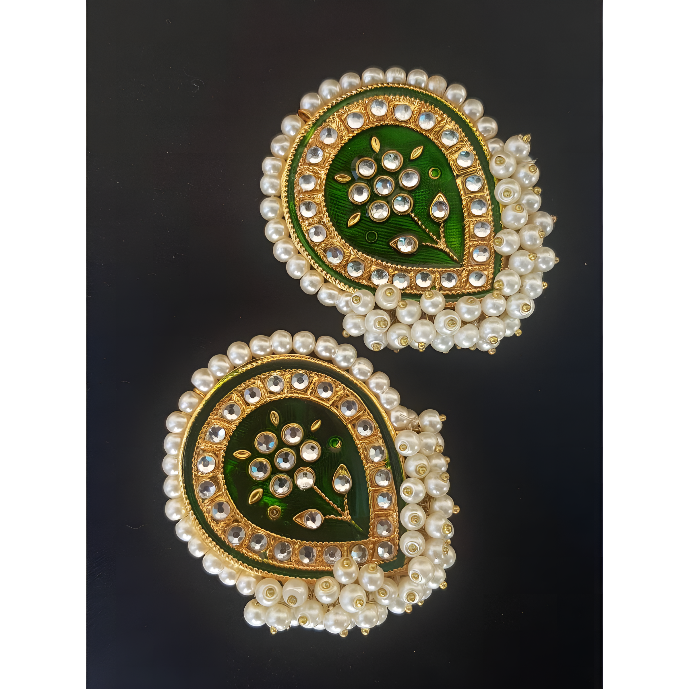 Big Antique Vintage Meenakari Handmade Elegant Earrings
