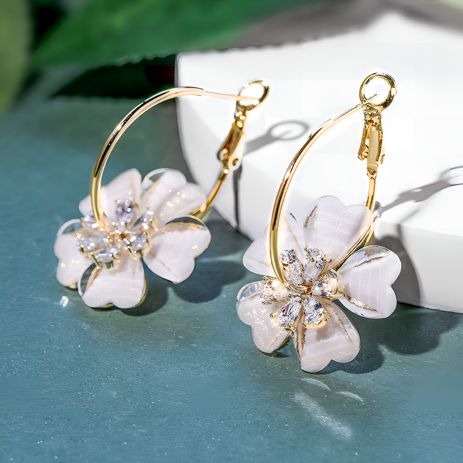 High Quality Flower Petal Crystal Elegant Earrings for Women – Earrings Online in Pakistan | Hanaya