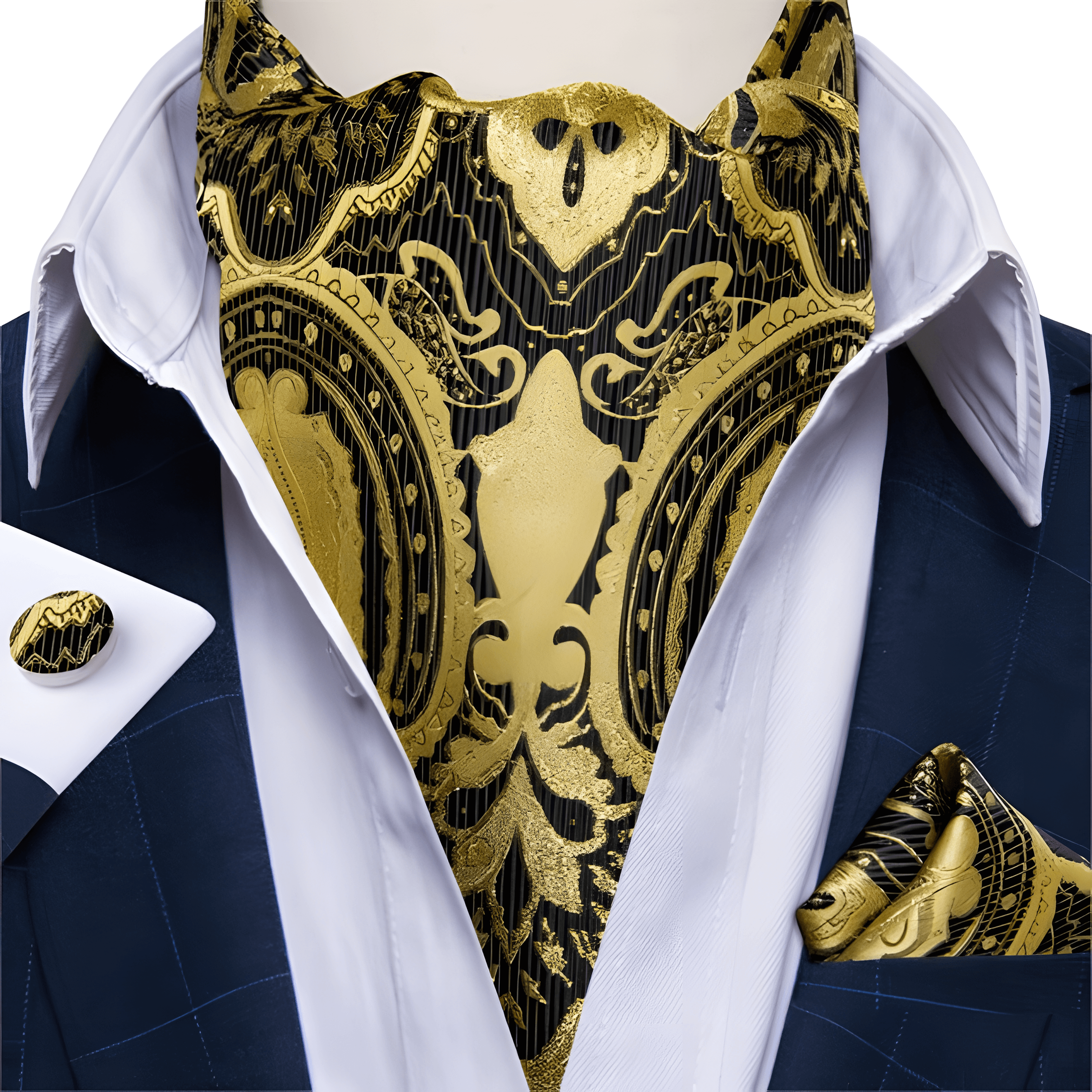 Mens cravat tie set with pocket square cufflinks jacquard woven silk fashion neckwear for wedding and formal attire