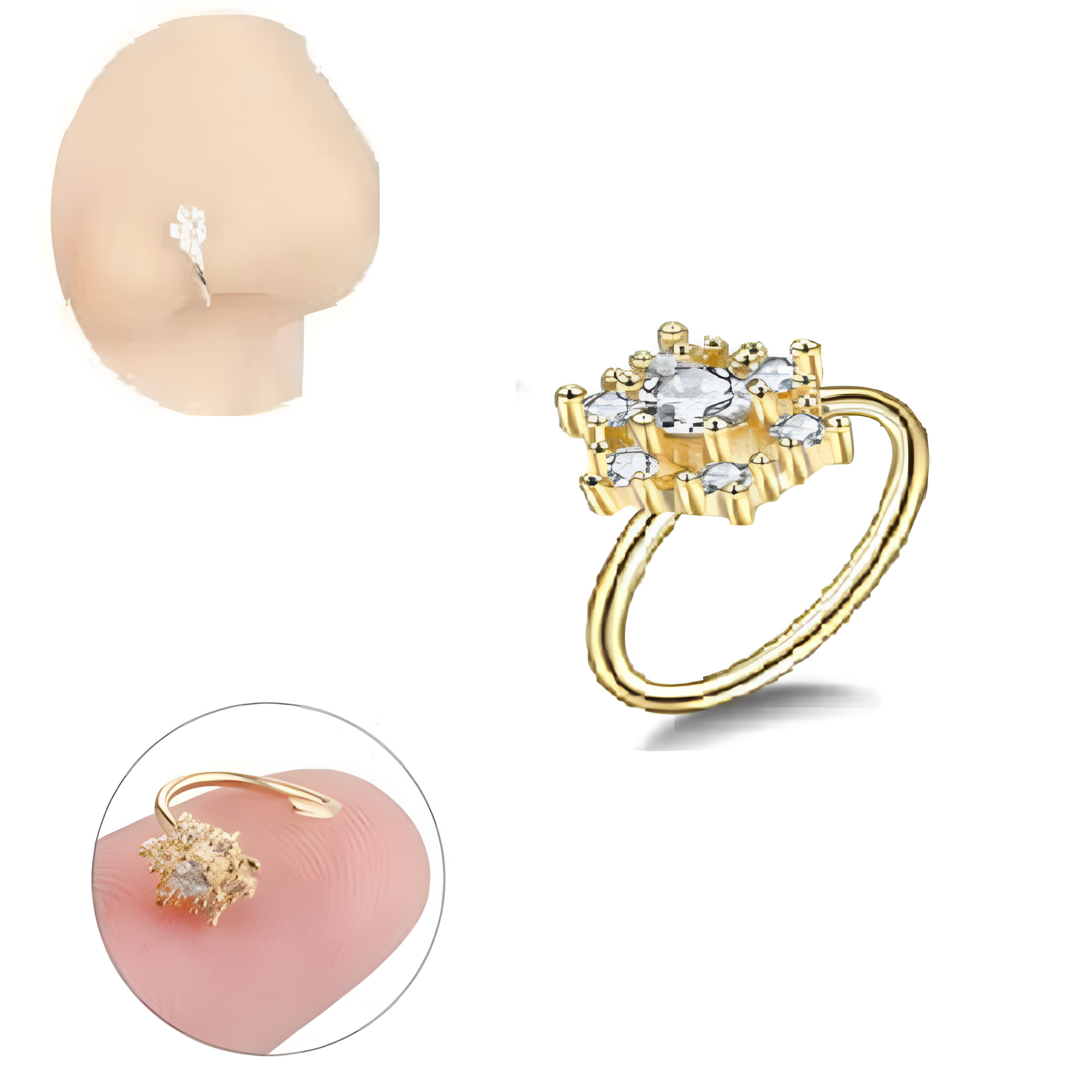 Piercing and non-piercing nose, body, and nostril jewellery collection for women