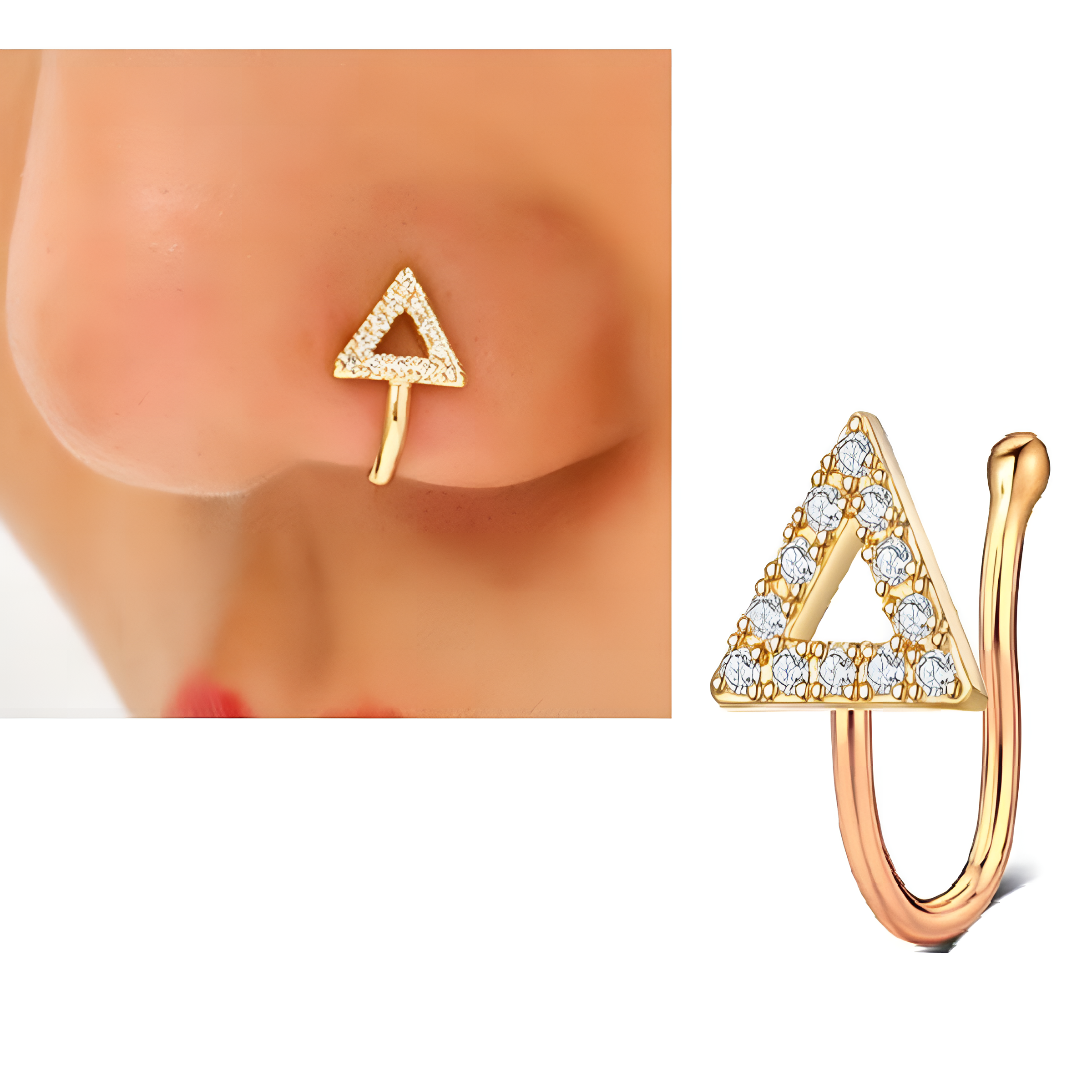 Piercing and non-piercing nose, body, and nostril jewellery collection for women