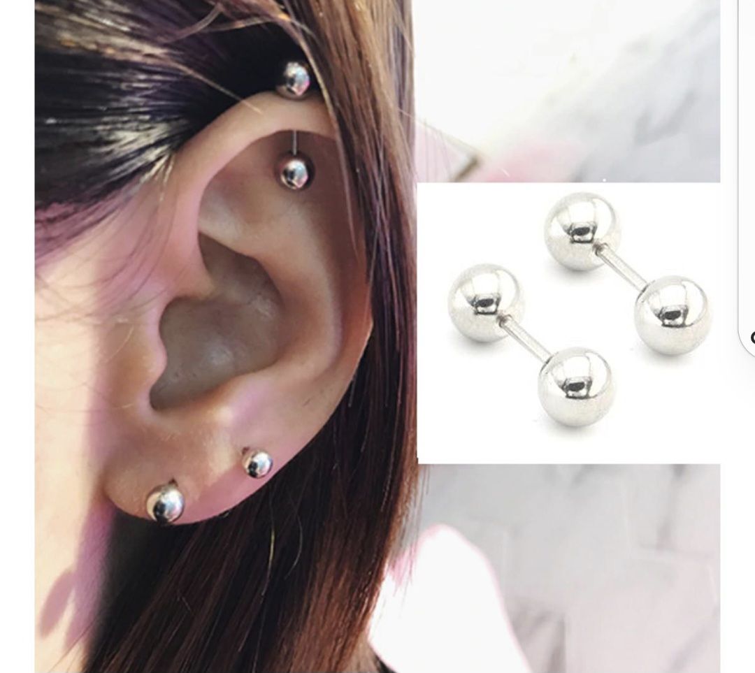 Steel 5 Mm Pair Ear Plug Piercing Barbell Cartilage Ear Jewelry – Image 5 of 9