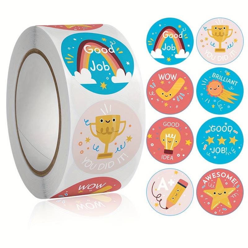 100pcs 25mm Kids Reward Stickers – Positive Word Stickers for School Teachers & Student Stationery