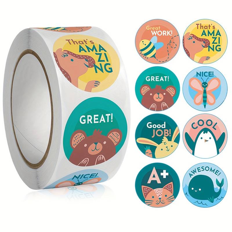 25mm 500 Pcs KIDS REWARD STICKERS Word Motivational Stickers For School Teacher Kids Student Stationery Stickers Kids