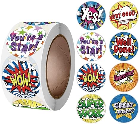 500 Pieces 25mm KIDS REWARD STICKERS Motivational Stickers For School Teacher Kids Student Stationery Stickers Kids – Stic...