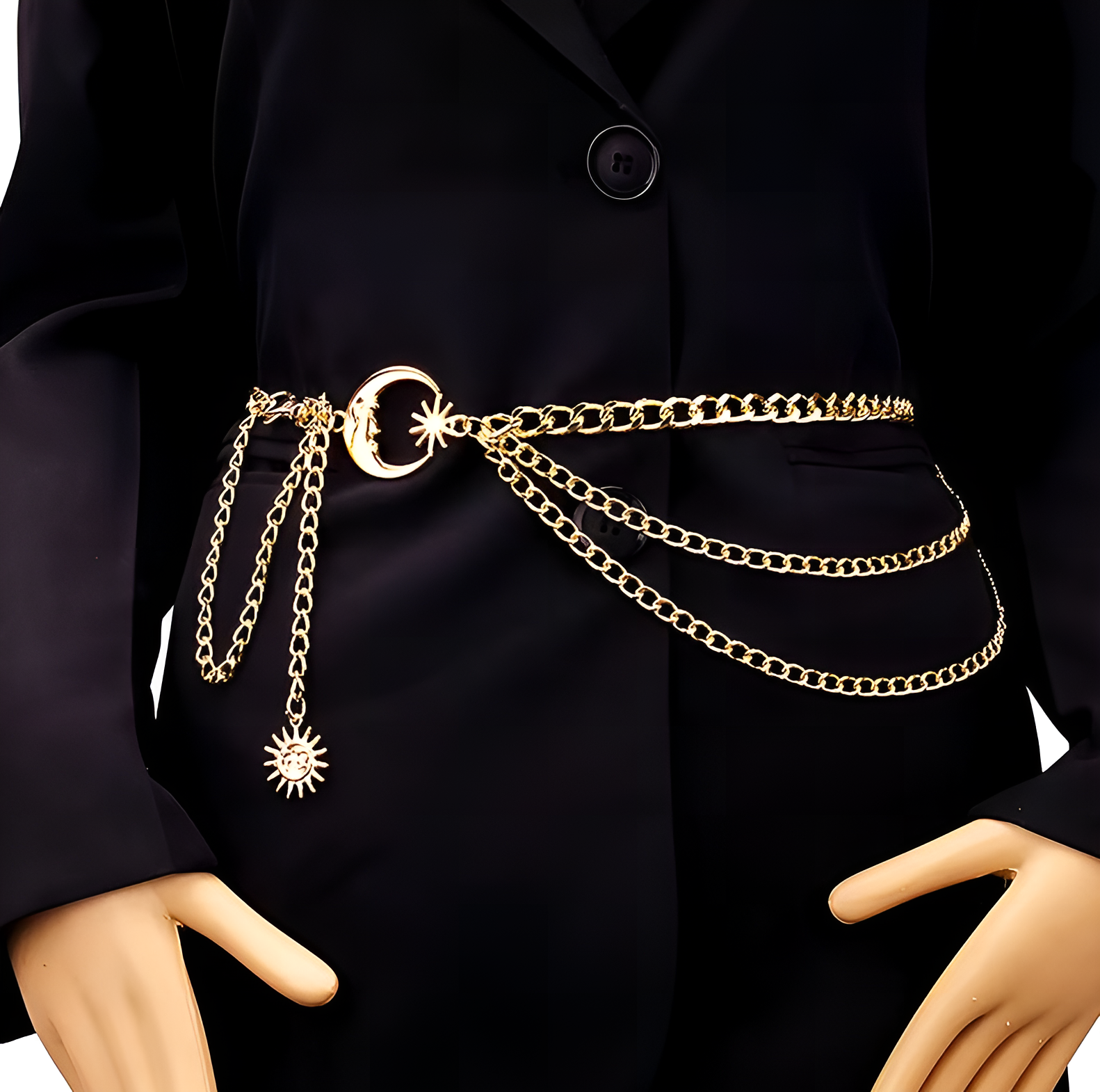 Elegant Gold Moon Star Waist Chain Belt for Girls Stylish Kamar Band Slim Belt for Women Trendy Fashion Accessory Classy F...