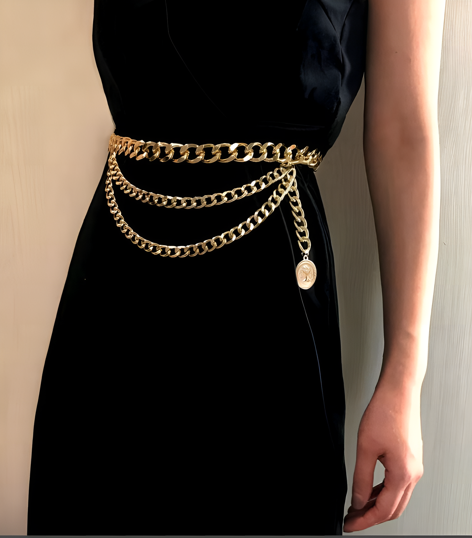 Tassel Gold Chain Waist Belt for Women Stylish Elegant Fashion Accessory Kamar Band Belt for Girls Slim Waist Chain for Dr...