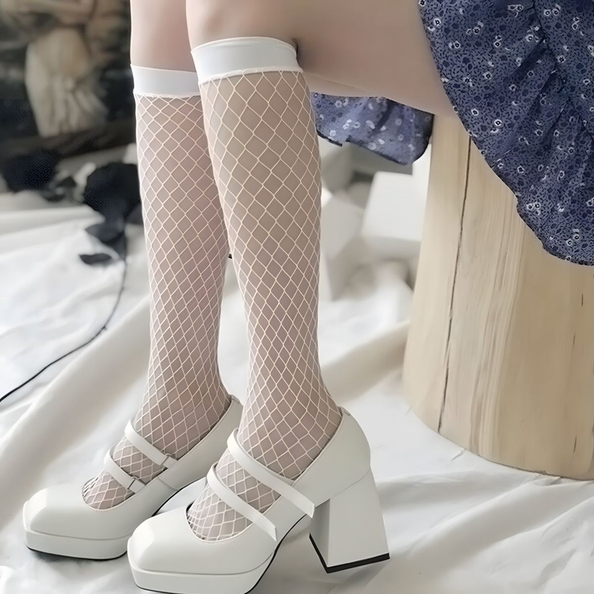 Cute hollow net ankle socks for girls