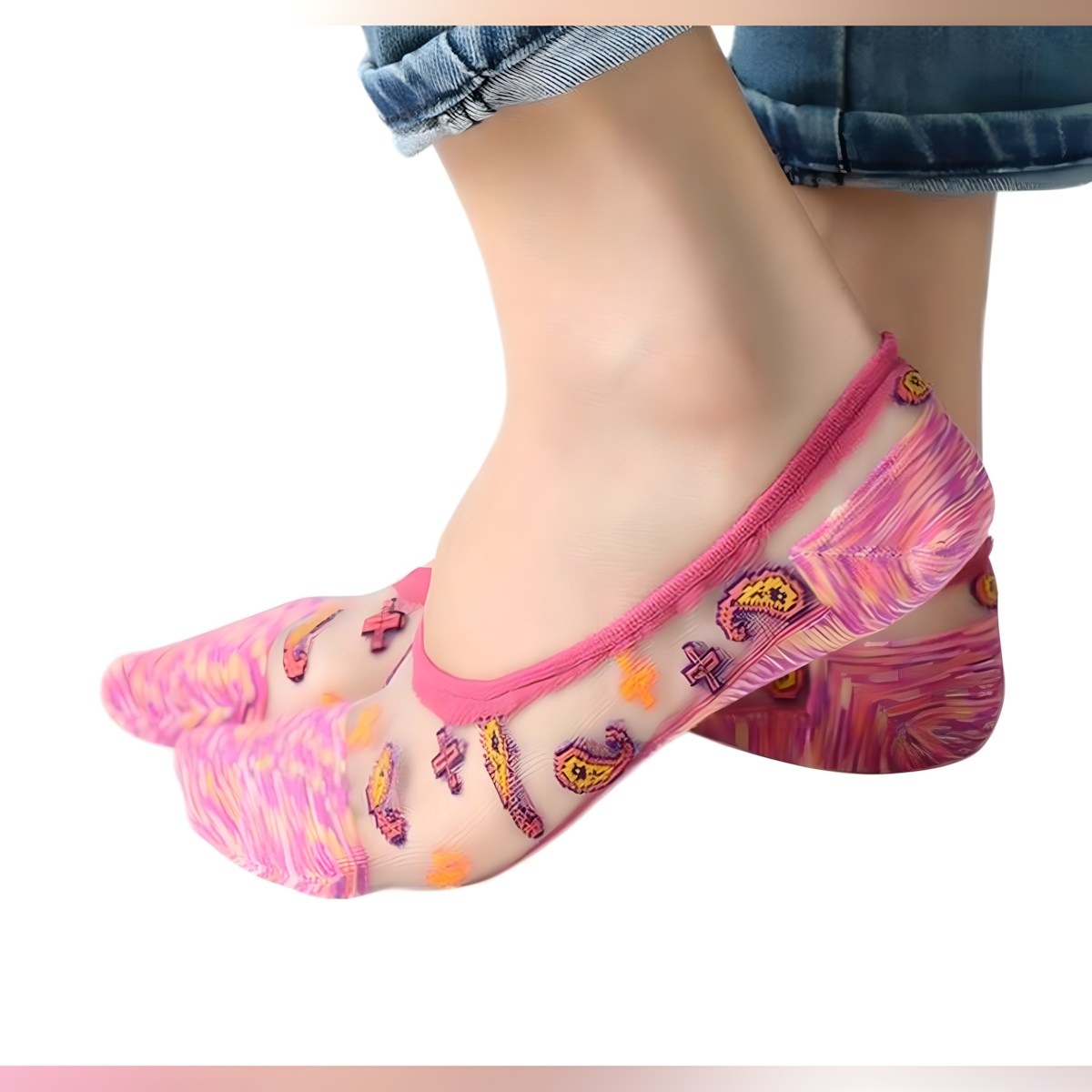 Lightweight Korean style fishnet socks for women