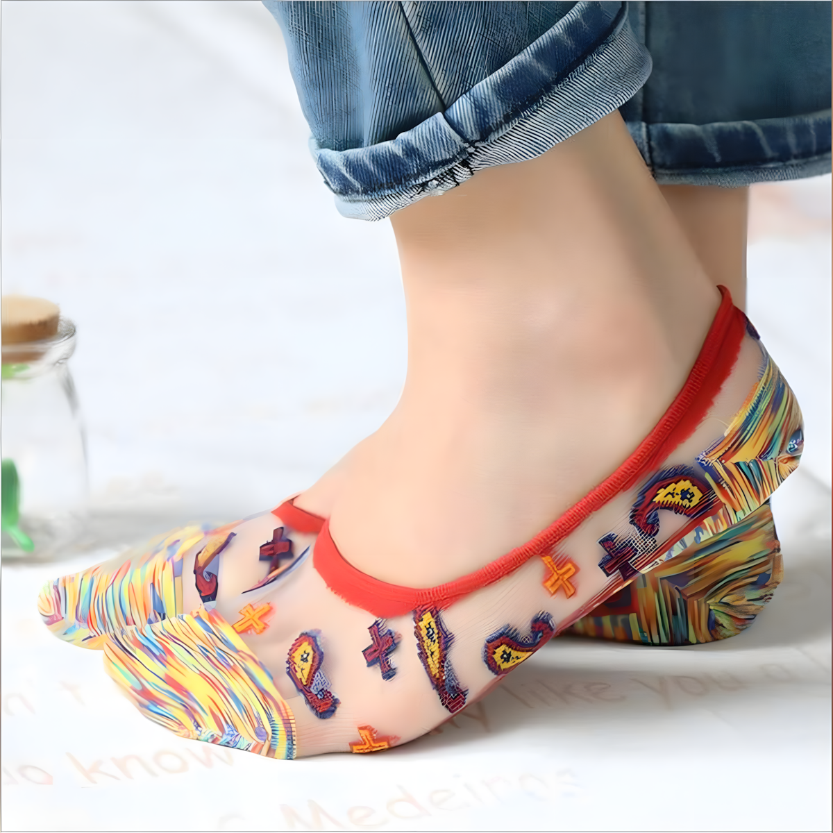 Lightweight Korean style fishnet socks for women