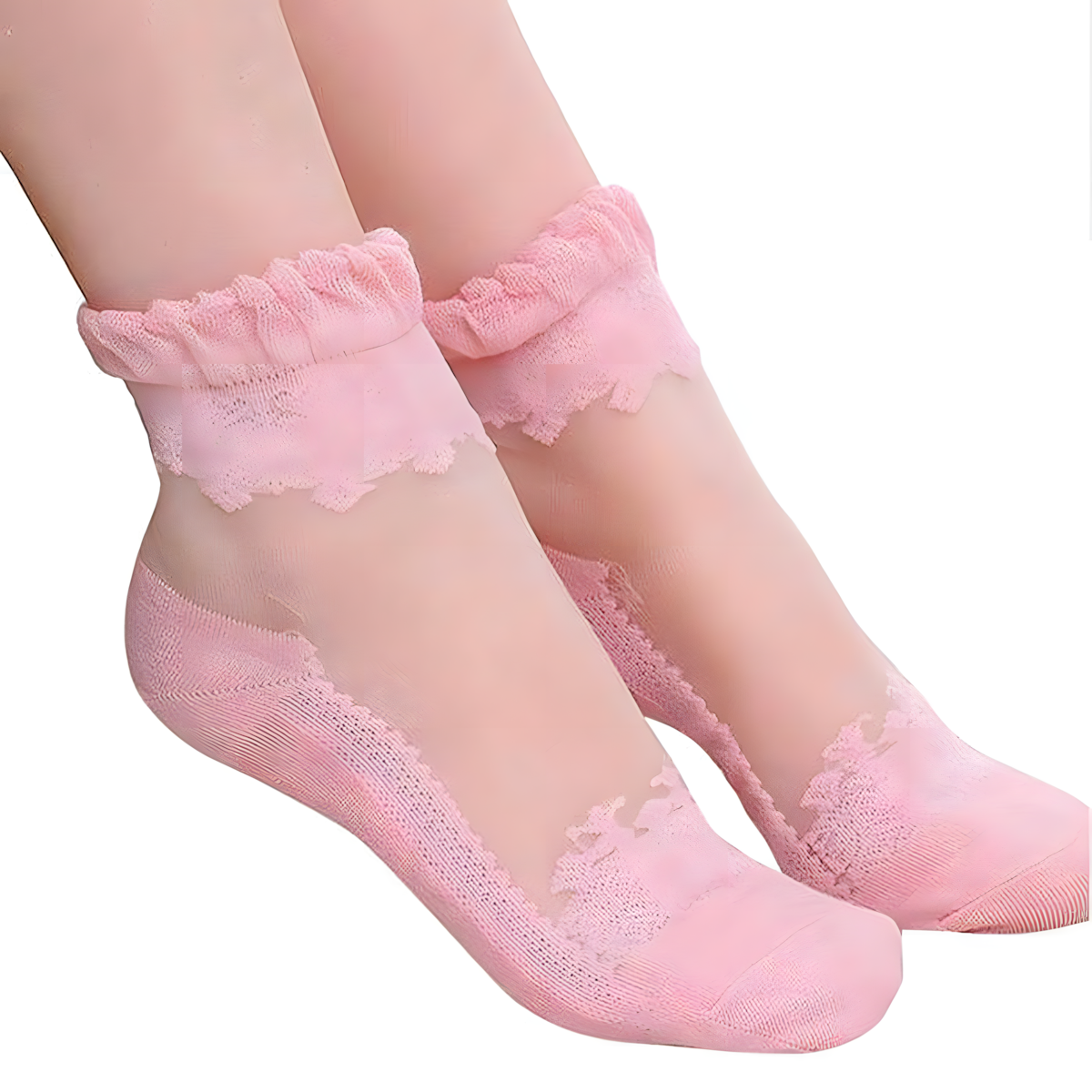 Mid-length fashionable socks with net design