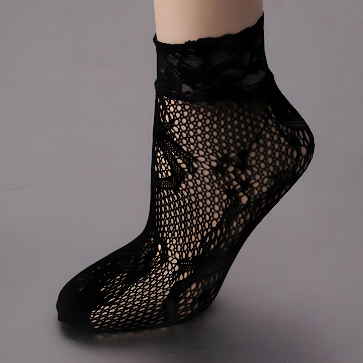 Black Lace Summer Holes Design Non Slip lace Ruffle Fishnet Short Ankle Sock for Women – Socks Online in Pakistan | Hanaya