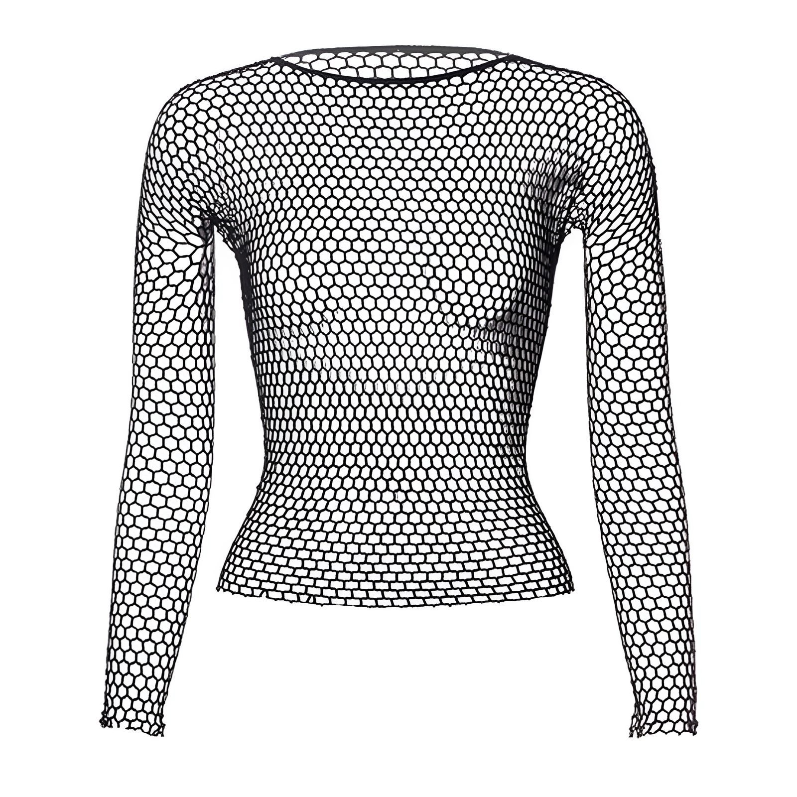 Hollow out Shirt body Long Sleeve Cosplay Black T-Shirt Fishnet Underwear Base Clothes – Lingerie, Sleep & Loungewear Onli...