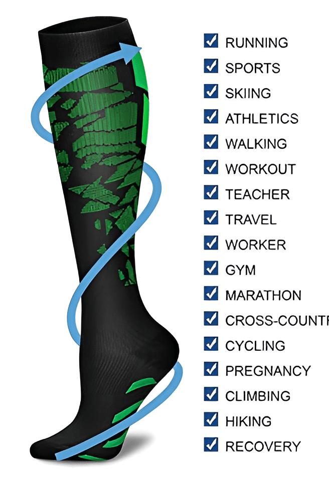 Graduated Compression Socks 20-30mmHg for Men & Women – Medicated Support for Blood Circulation, Sports & Travel – Unisex Fancy Design