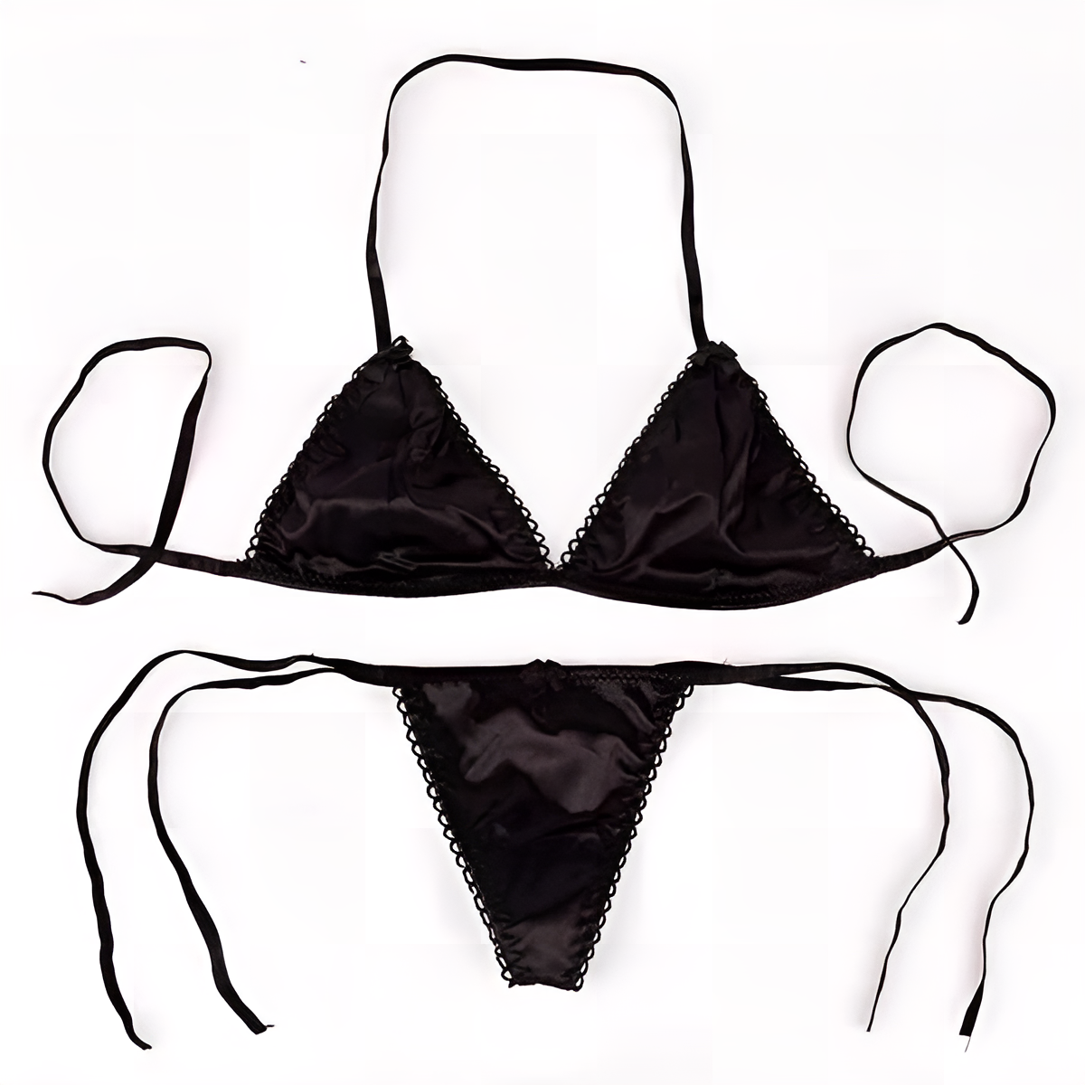 One Size (Fits:40-70 KGS) Sleepwear Silk Type Bra Lingerie Set Women Underwear Bikini Three-point Set (weight:40-70 KGS) –...