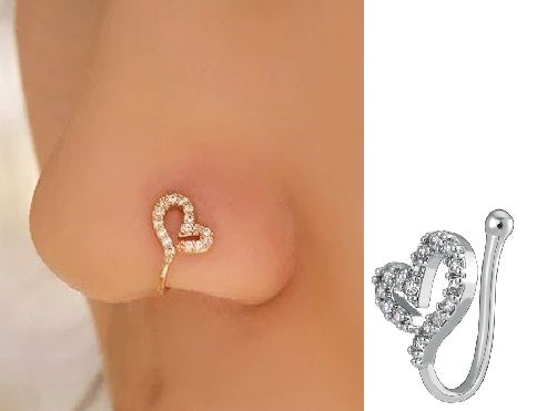 Elegant Fake Nose Ring Non Piercing Heart Shape Clip On Jewelry – Close Up – Nose Jewelry | Hanaya Pakistan