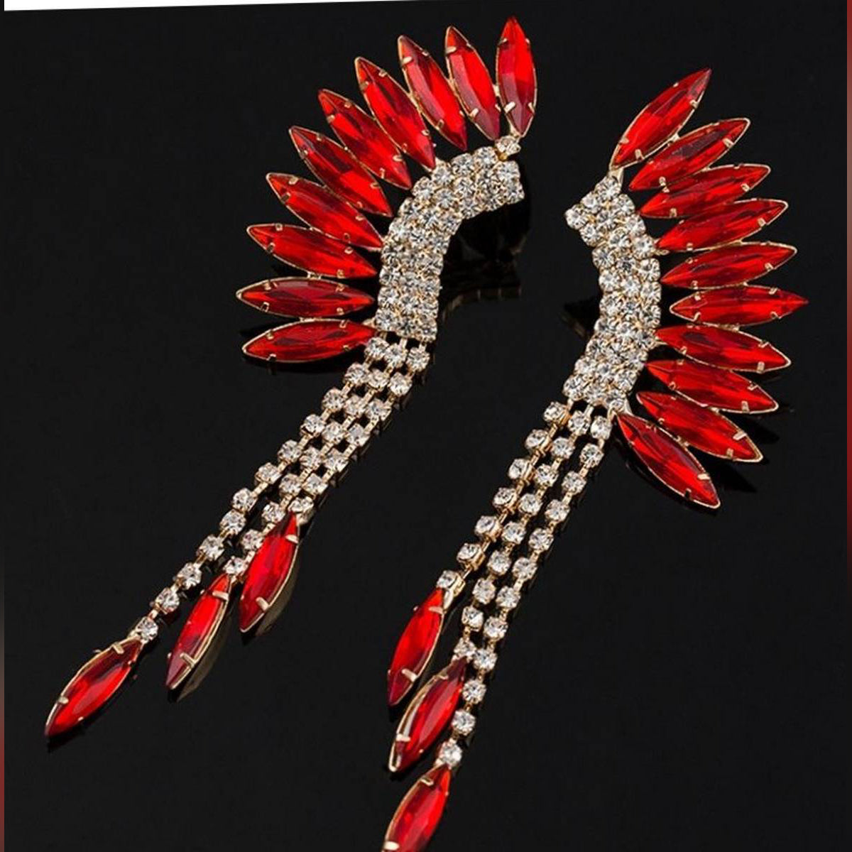 Trendy Tassel Red Classy Crystal Earring – Earrings Online in Pakistan | Hanaya