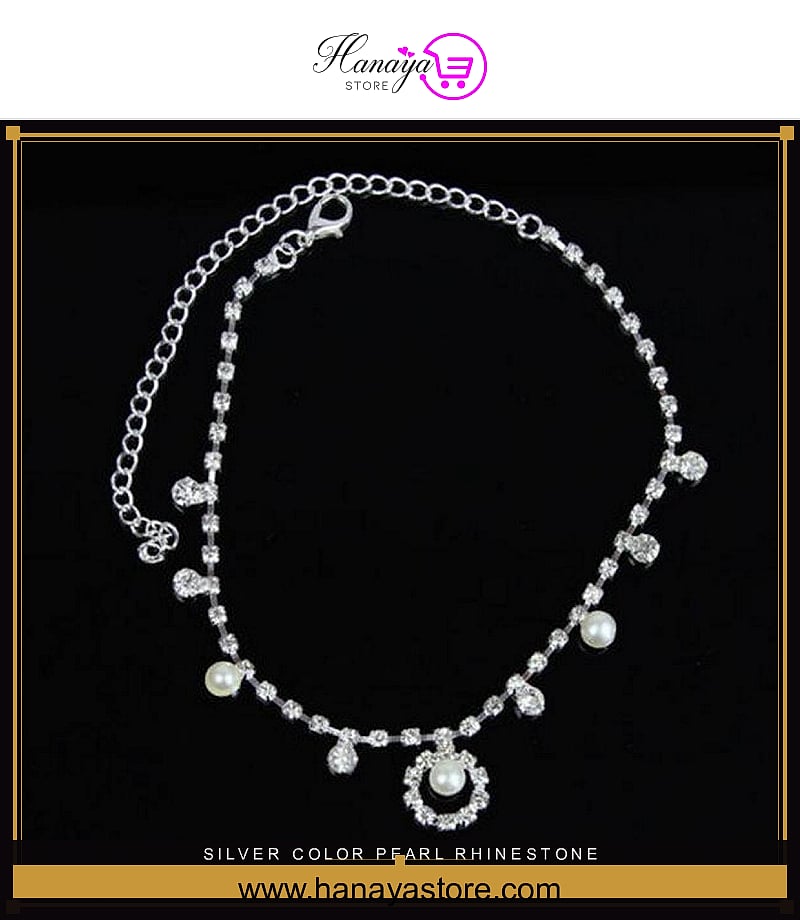 Silver Color Pearl Rhinestone Decoration Round Shape – bracelet Online in Pakistan | Hanaya