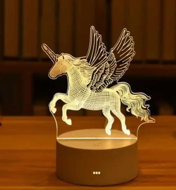 3D Romantic Unicorn LED Night Light - LED Illusion Lamp USB Rechargeable | Home Decor for Kids & Adults