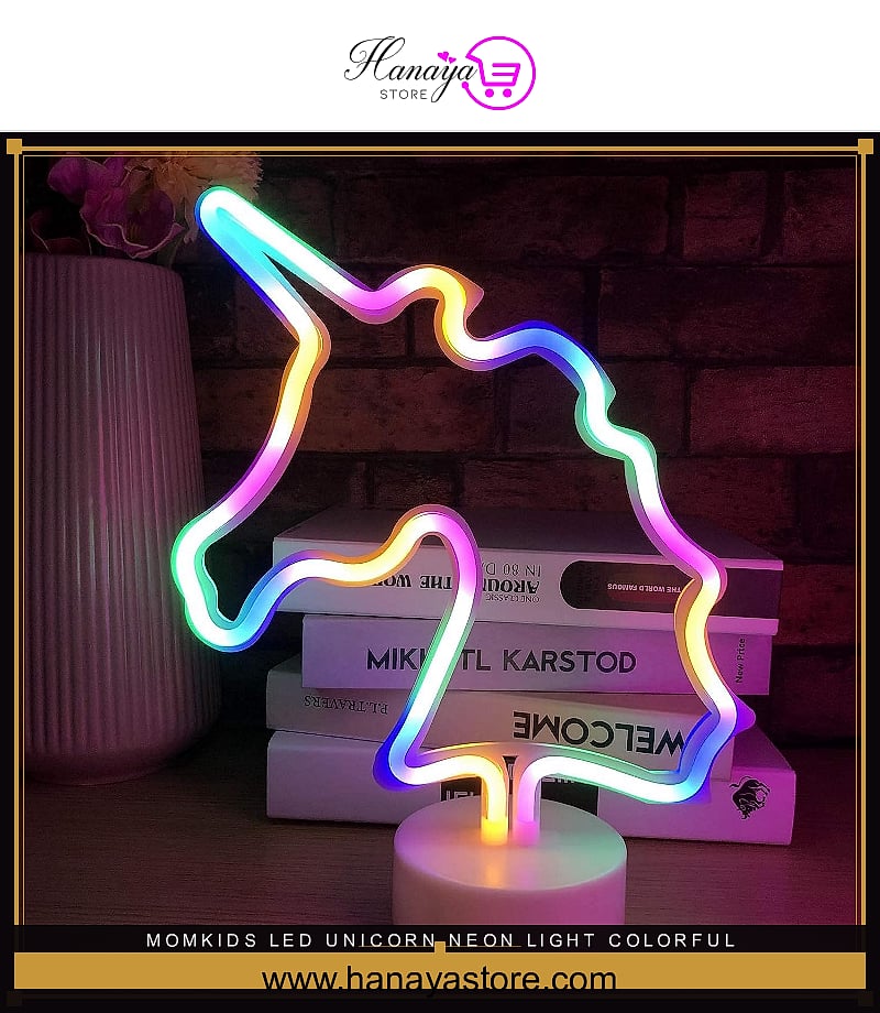 Momkids LED Unicorn Neon Light Colorful Neon Signs Unicorn Lamp Led Lights Battery or USB Operated Table lamps Room Decor ...