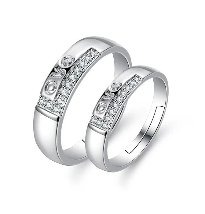 2 pieces Premium Quality Couple Rings Adjustable for Women & Men Forever love Wedding & Fashion Jewelry Gifts Love rings