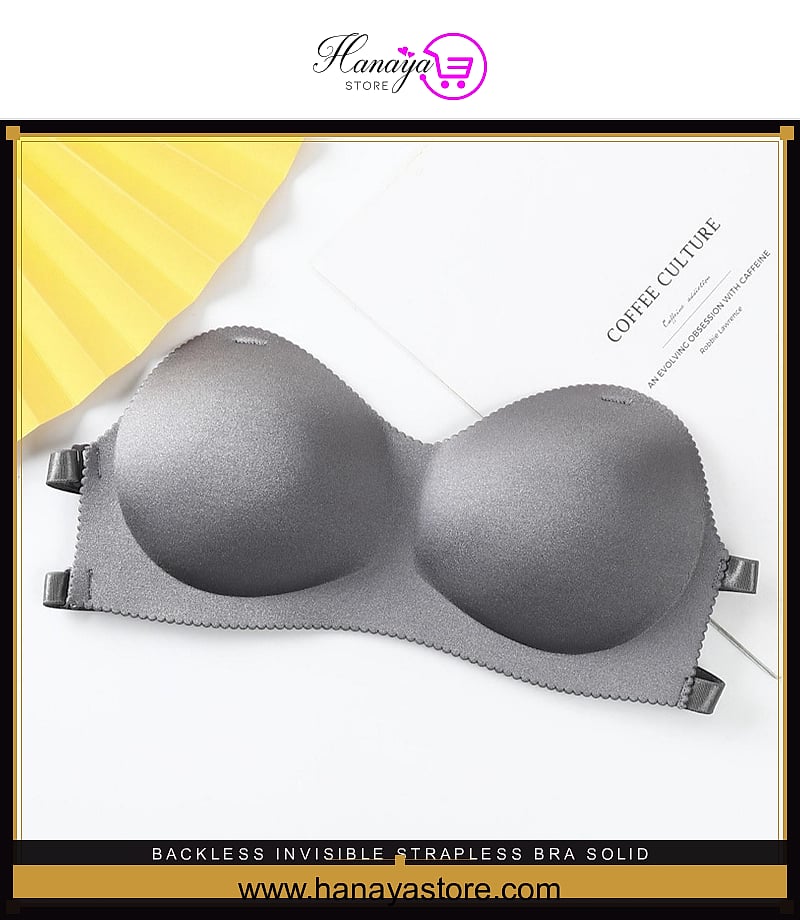 Backless Invisible Strapless Bra Solid One Size Lace Floral Full Cup Strapless Wire Free Wrapped Chest Bra (Size Till: 34-...