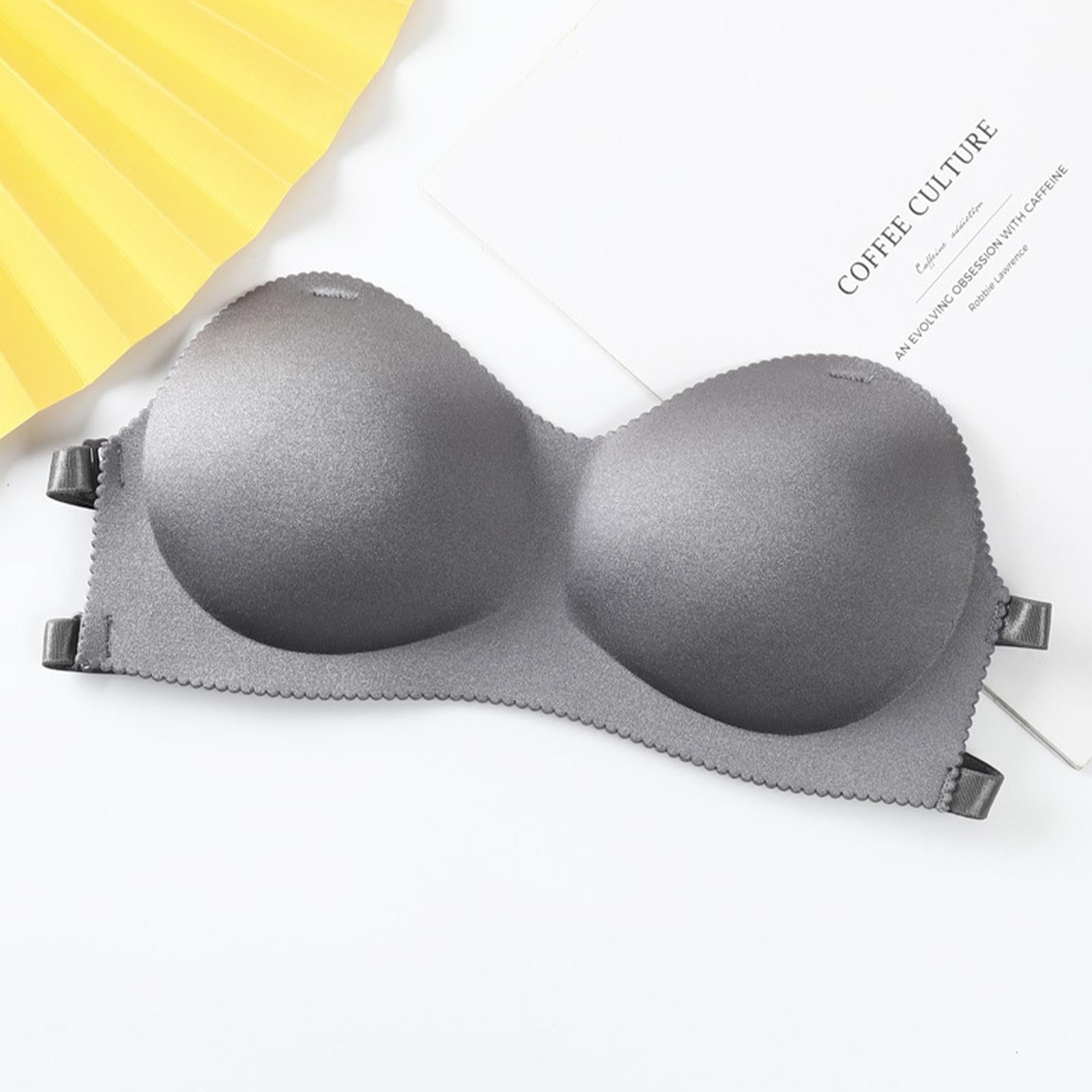 Backless Invisible Strapless Bra Solid One Size Lace Floral Full Cup Strapless Wire Free Wrapped Chest Bra (Size Till: 34-...