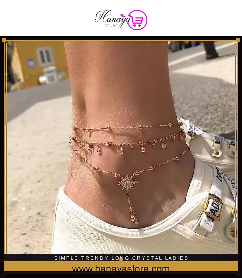 Simple Trendy Long Crystal Ladies anklet for girls stylish anklet – anklet Online in Pakistan | Hanaya