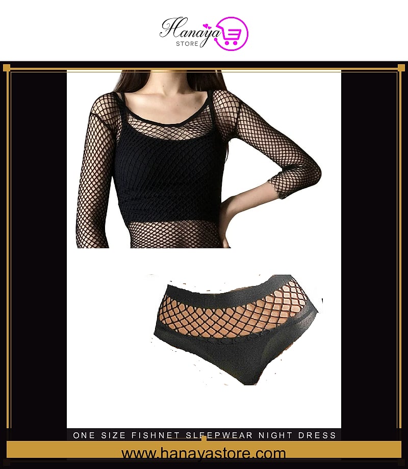 One Size Fishnet Sleepwear Night dress Lingerie Set Women Underwear Set – Accessories Online in Pakistan | Hanaya