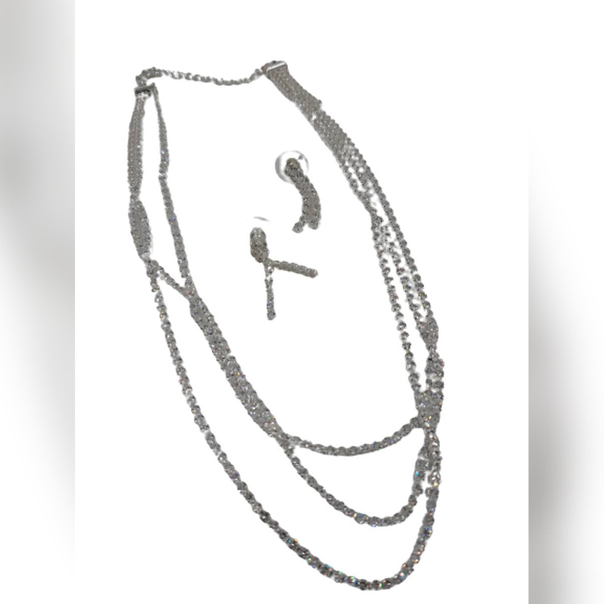 Trendy Classy Fully Crystal Crystal Earring & Necklace Jewelry Set – Image 3 of 4