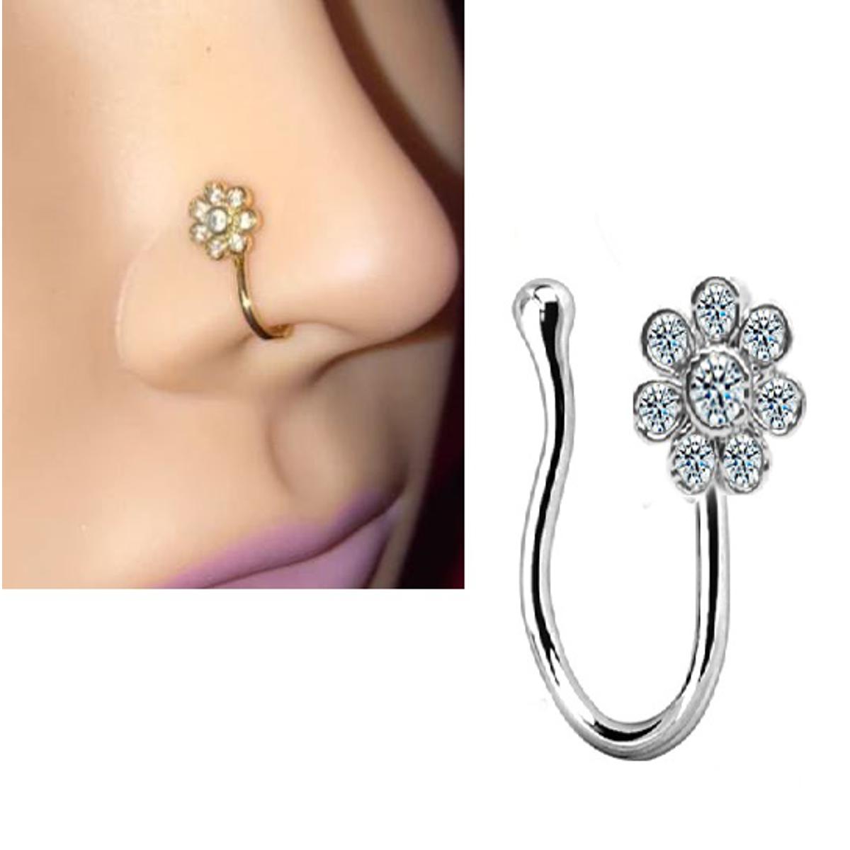 Clip On Nose Pin Non Piercing Heart Shape Fake Nostril Jewelry – Close Up – Nose Jewelry | Hanaya Pakistan