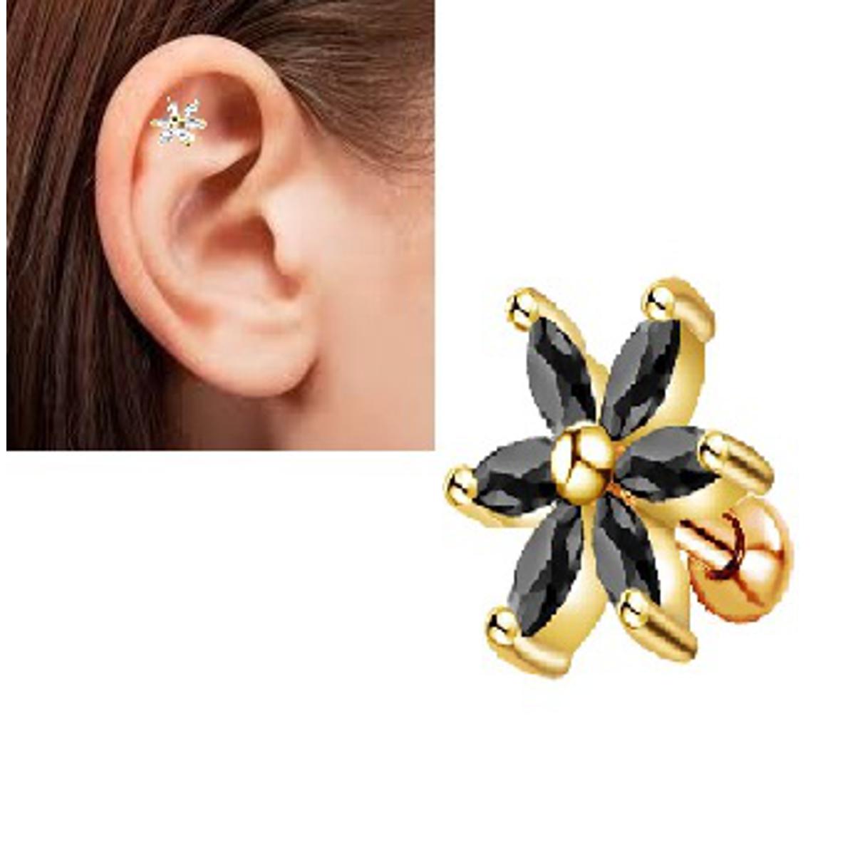 1 PIECE Cartilage 6mm Long Helix 1.2mm Stud Crystal Tragus Piercing Earring – Close Up – Accessories | Hanaya Pakistan