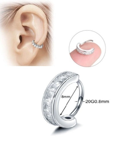 1 Piece HELIX Cartilage 8MM Long ROOK Helix 0.8MM Stud DAITH ORBITAL Crystal Daith TRAGUS Tragus SNUG Piercing LOBE Earrin...