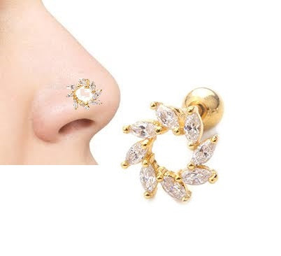 Elegant Crystal Nose Ring 1pc Thin Nostril Piercing Jewelry – Nath Naak Ki Bali Nose Pin Body Jewelry Pakistan | Hanaya Store