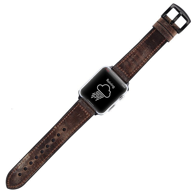 Compatible for Apple iWatch Strap Vintage Rough Outer Leather Inner Silicon 42/44mm Series 1/2/3/4 – Image 4 of 5